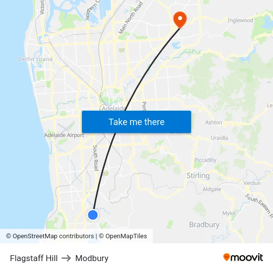 Flagstaff Hill to Modbury map