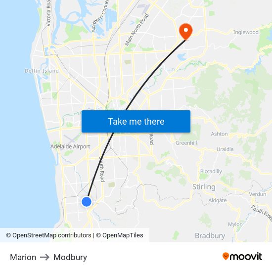 Marion to Modbury map