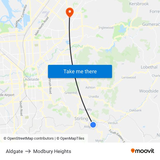 Aldgate to Modbury Heights map