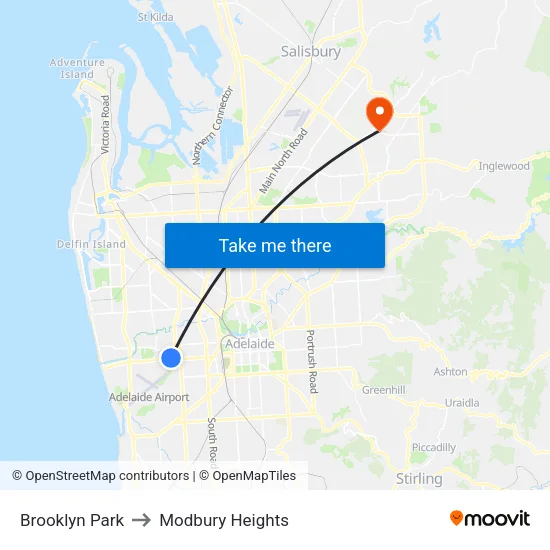 Brooklyn Park to Modbury Heights map