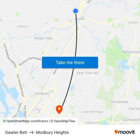 Gawler Belt to Modbury Heights map