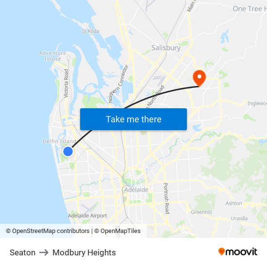 Seaton to Modbury Heights map