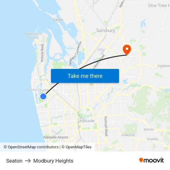 Seaton to Modbury Heights map