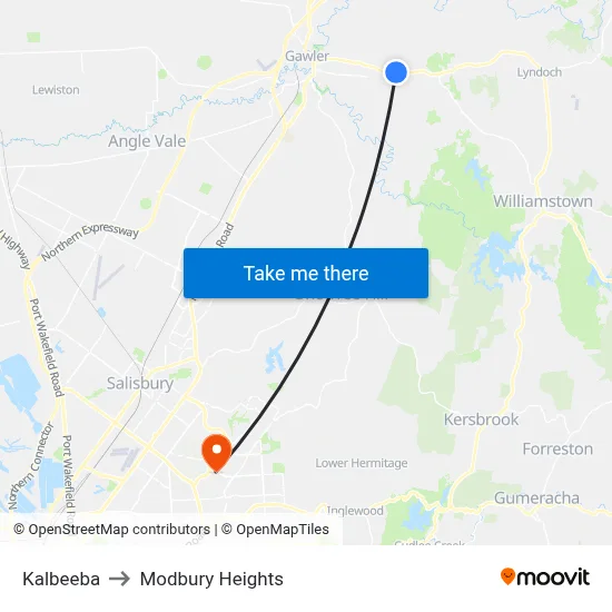 Kalbeeba to Modbury Heights map