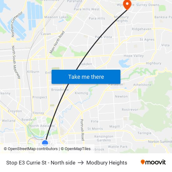 Stop E3 Currie St - North side to Modbury Heights map
