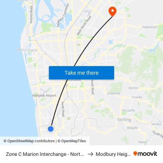 Zone C Marion Interchange - North side to Modbury Heights map