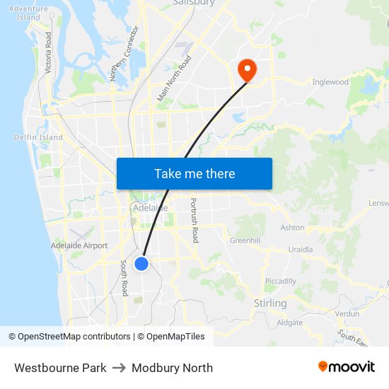 Westbourne Park to Modbury North map