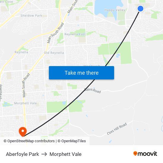 Aberfoyle Park to Morphett Vale map