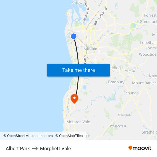 Albert Park to Morphett Vale map