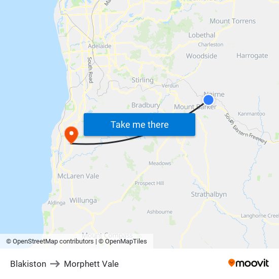 Blakiston to Morphett Vale map