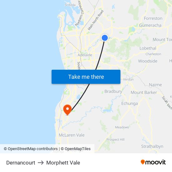 Dernancourt to Morphett Vale map