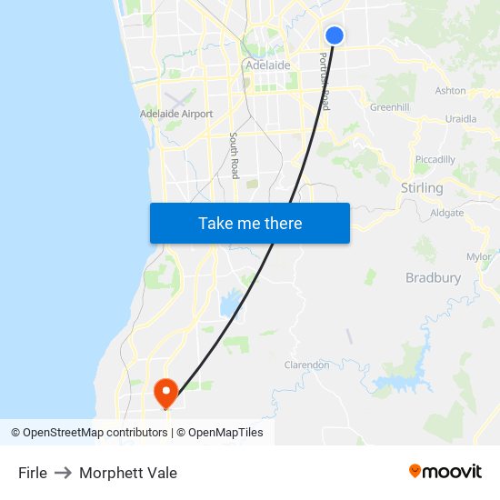 Firle to Morphett Vale map