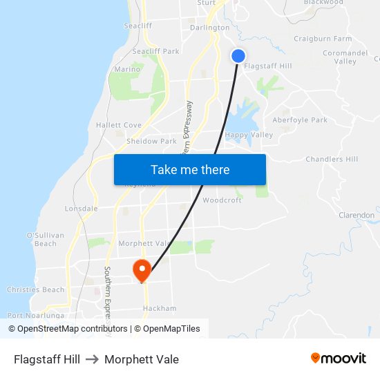 Flagstaff Hill to Morphett Vale map