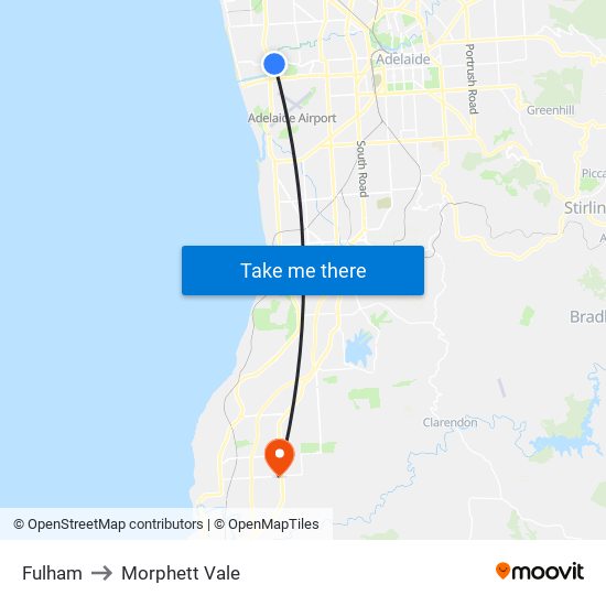 Fulham to Morphett Vale map