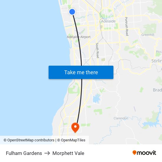 Fulham Gardens to Morphett Vale map