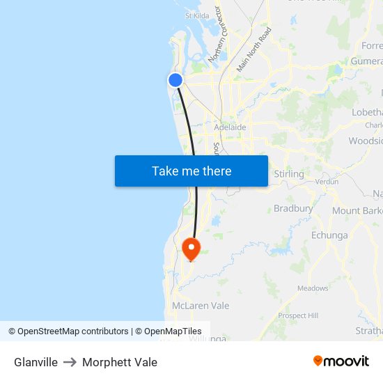 Glanville to Morphett Vale map