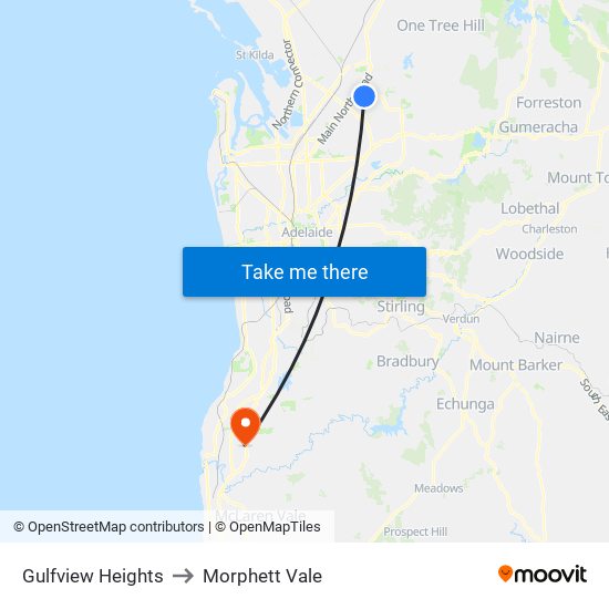 Gulfview Heights to Morphett Vale map