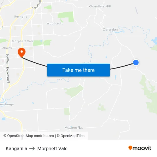 Kangarilla to Morphett Vale map
