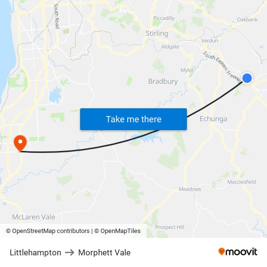 Littlehampton to Morphett Vale map