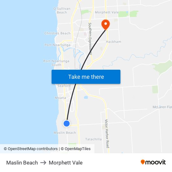 Maslin Beach to Morphett Vale map