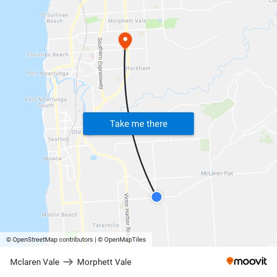 Mclaren Vale to Morphett Vale map