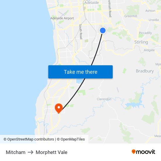 Mitcham to Morphett Vale map