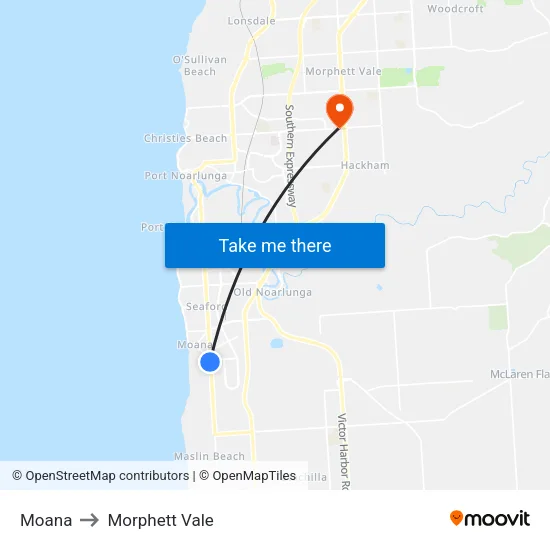 Moana to Morphett Vale map