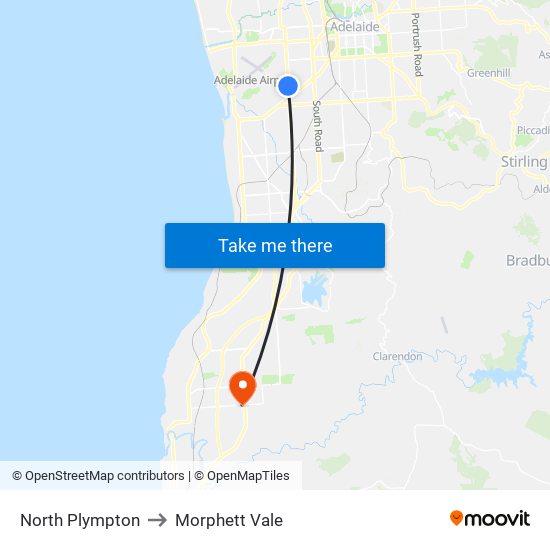 North Plympton to Morphett Vale map