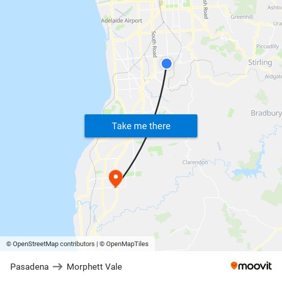 Pasadena to Morphett Vale map