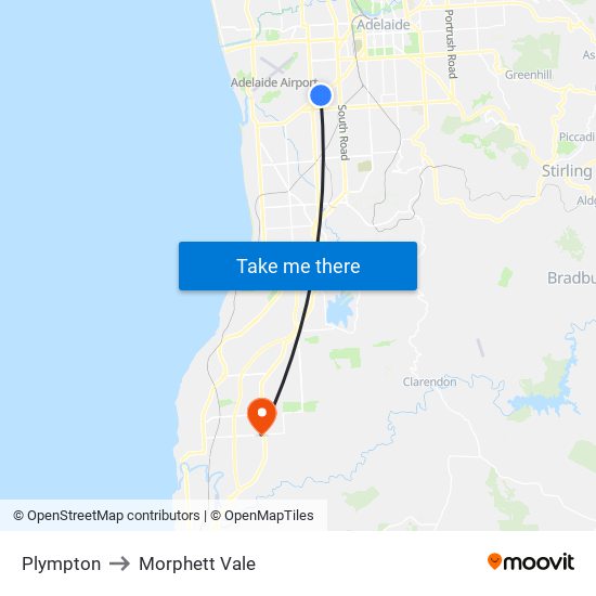 Plympton to Morphett Vale map