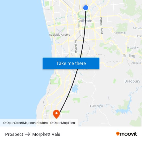 Prospect to Morphett Vale map