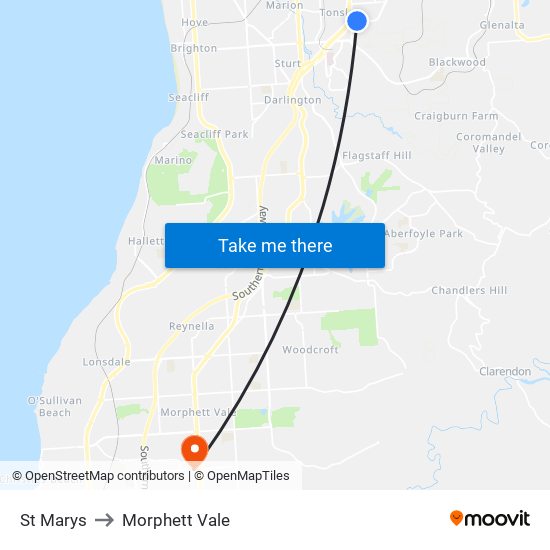 St Marys to Morphett Vale map