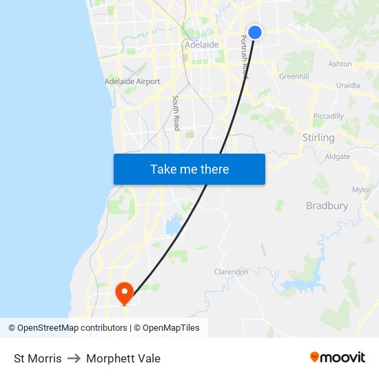 St Morris to Morphett Vale map