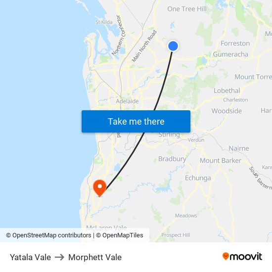 Yatala Vale to Morphett Vale map