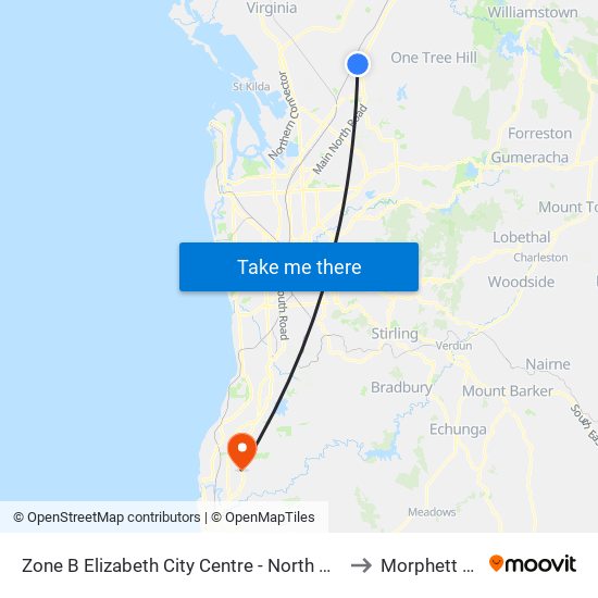 Zone B Elizabeth City Centre - North West side to Morphett Vale map