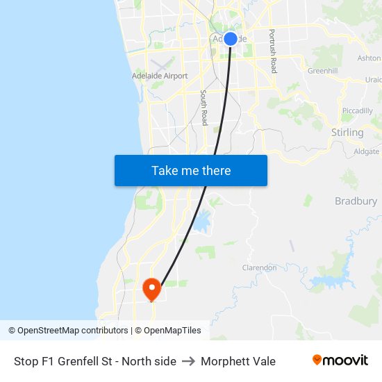 Stop F1 Grenfell St - North side to Morphett Vale map