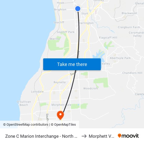 Zone C Marion Interchange - North side to Morphett Vale map