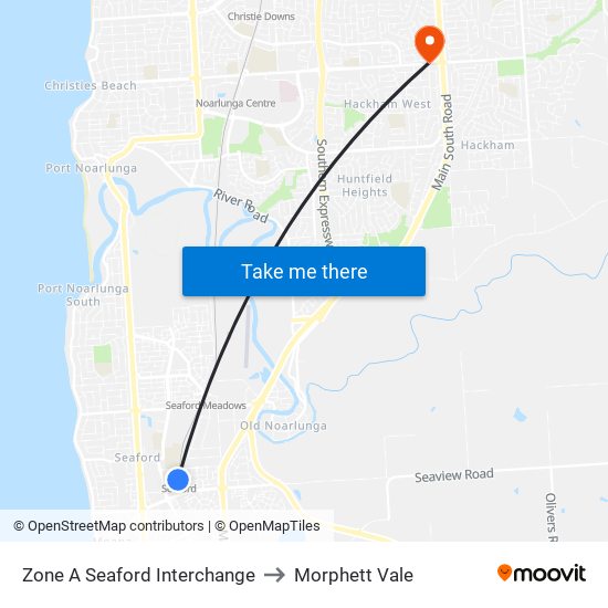 Zone A Seaford Interchange to Morphett Vale map