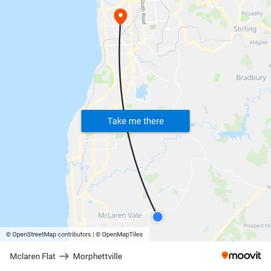 Mclaren Flat to Morphettville map