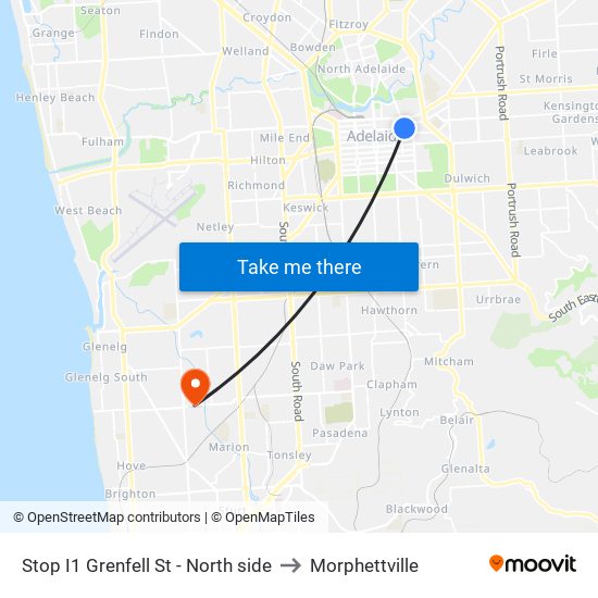 Stop I1 Grenfell St - North side to Morphettville map