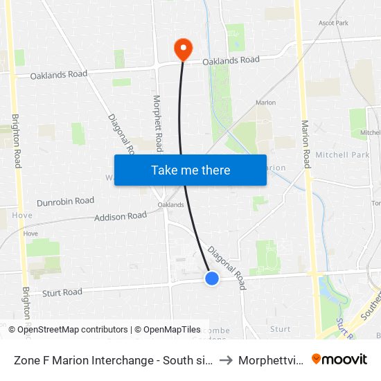 Zone F Marion Interchange - South side to Morphettville map