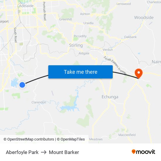 Aberfoyle Park to Mount Barker map