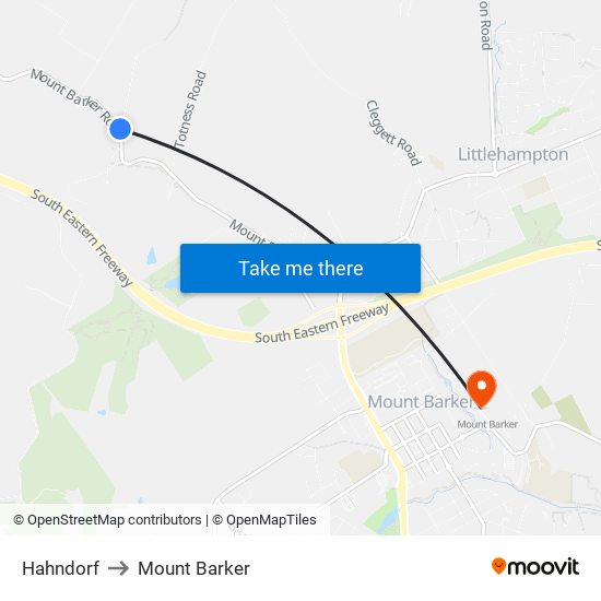 Hahndorf to Mount Barker map