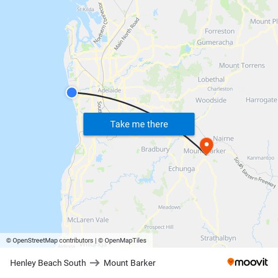 Henley Beach South to Mount Barker map