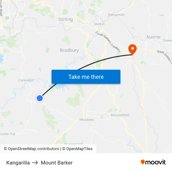 Kangarilla to Mount Barker map