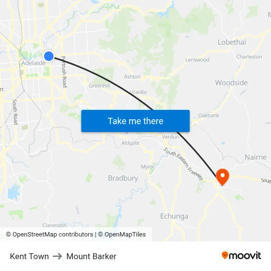 Kent Town to Mount Barker map