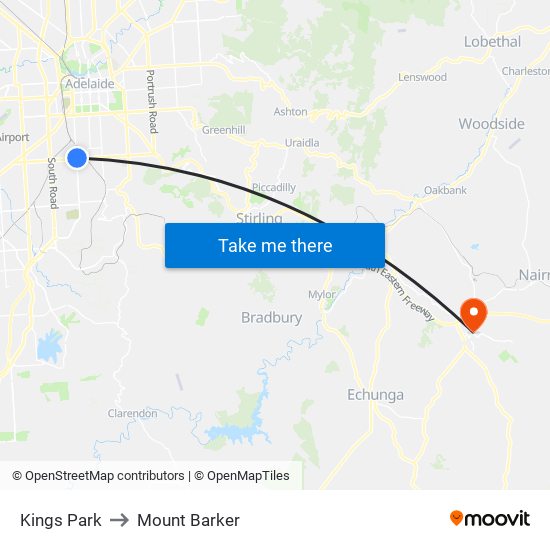 Kings Park to Mount Barker map