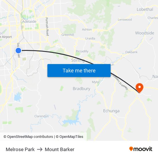 Melrose Park to Mount Barker map