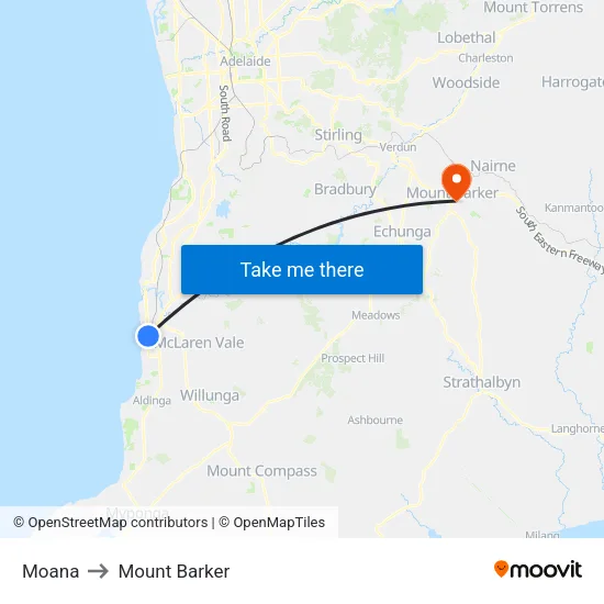 Moana to Mount Barker map