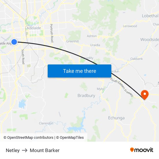 Netley to Mount Barker map